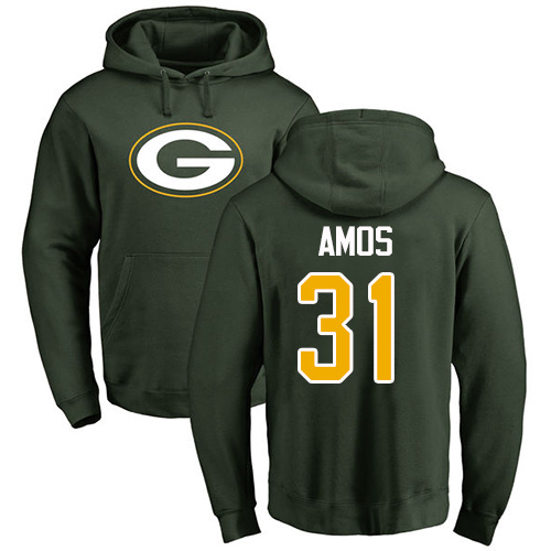 Men Green Bay Packers Green #31 Amos Adrian Name And Number Logo Nike NFL Pullover Hoodie Sweatshirts->nfl t-shirts->Sports Accessory
